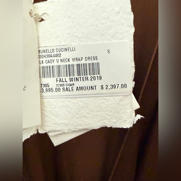 💎Brunello Cucinelli - Silk Cady V-neck Wrap dress - Picture 3 of 5